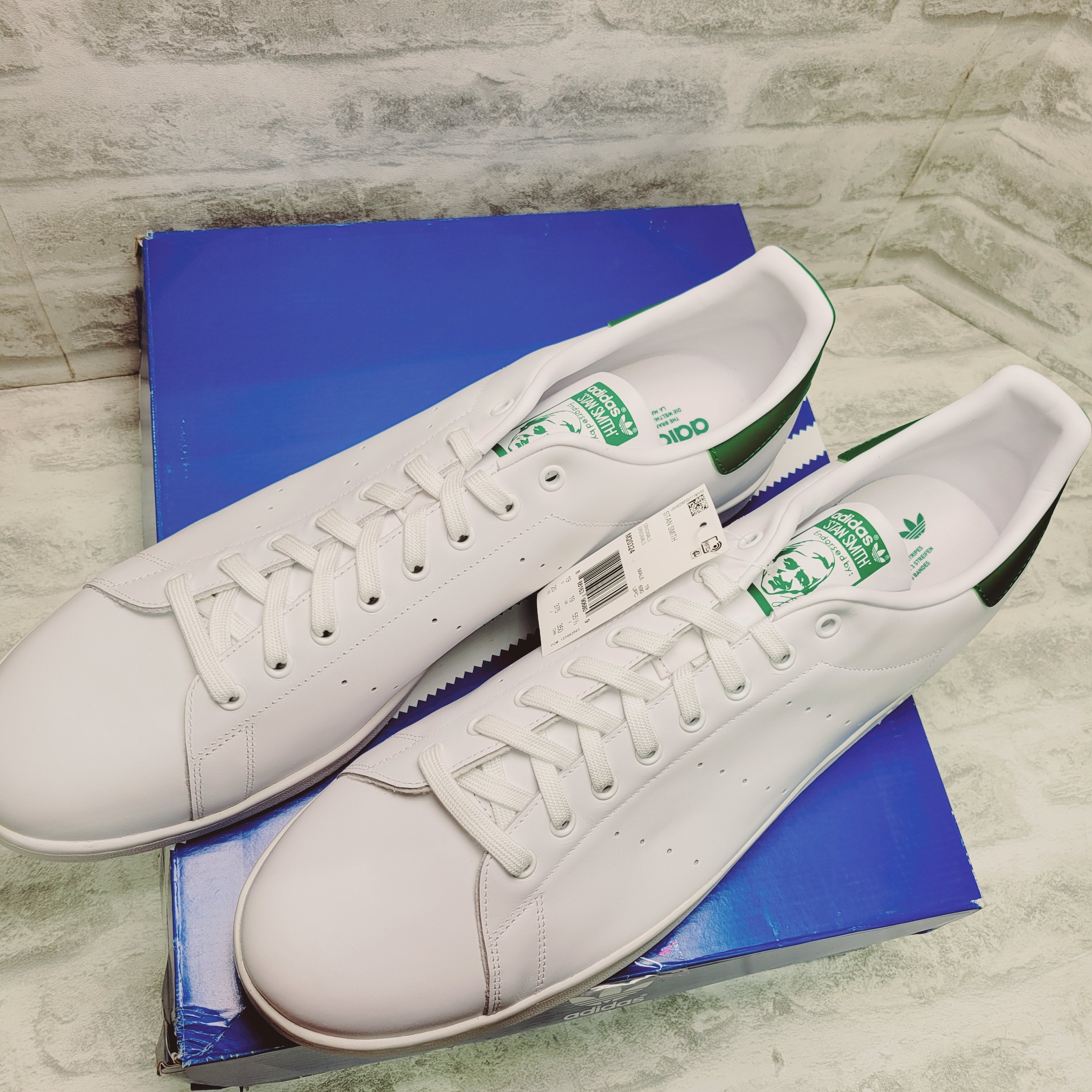 adidas Originals Men's Stan Smith Sneaker  (Size 20, White/White/Green) (7774429479150)